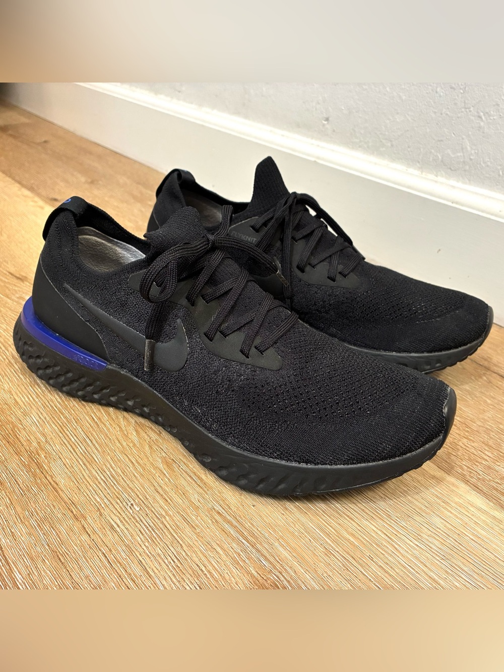 Nike Epic React Flyknit Running Shoes Black Racer Blue Mens Shoes Size US 12.5